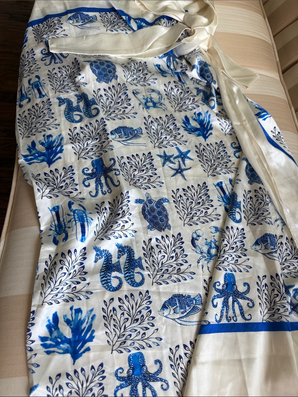 Blue & White Sea Life One-Piece Swimsuit + Matching Skirt - Picture 5 of 7